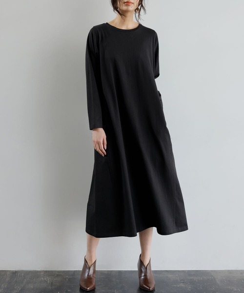 RANAN(ラナン)の「〈Beautiful Cotton 綿100%〉 マキシカットソーTワンピース(ワンピース・レディース・ライトグレー/ブラック/カーキ/チャコール/ダークブラウン/グリーン系/ダークブルー/オレンジ系その他・LL/M/L/3L)」の9枚目の写真