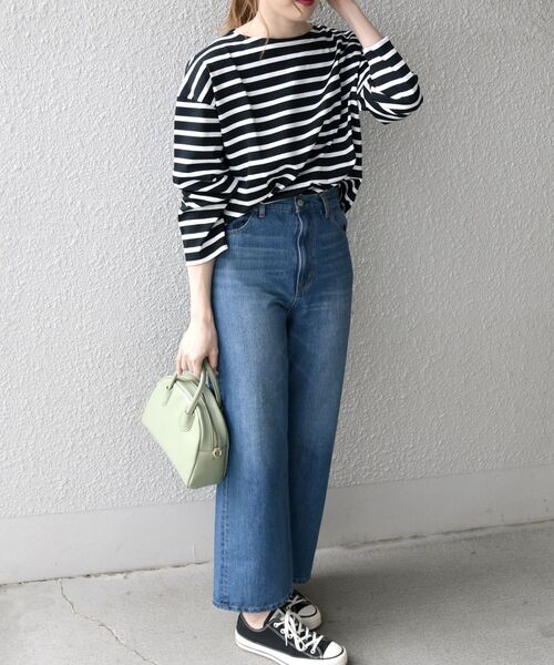 Le Minor(ルミノア)の「【SHIPS any別注】Le minor: ボーダー ロングスリーブ TEE(Tシャツ/カットソー・レディース・ホワイト/ブラック/レッド・ONE SIZE)」の16枚目の写真