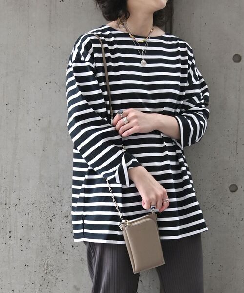 Le Minor(ルミノア)の「【SHIPS any別注】Le minor: ボーダー ロングスリーブ TEE(Tシャツ/カットソー・レディース・ホワイト/ブラック/レッド・ONE SIZE)」の18枚目の写真