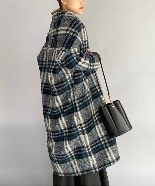 PICCIN（ピッチン）の「【日本製】〈手洗い可能〉イタリアンエアリーチェック柄ロングガウン（その他アウター・レディース・ベージュ/ブラウン/グレイッシュベージュ/グリーン/ブラック系その他・M）」の5枚目の写真