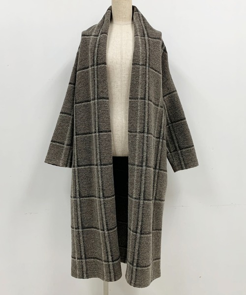 PICCIN（ピッチン）の「【日本製】〈手洗い可能〉イタリアンエアリーチェック柄ロングガウン（その他アウター・レディース・ベージュ/ブラウン/グレイッシュベージュ/グリーン/ブラック系その他・M）」の17枚目の写真