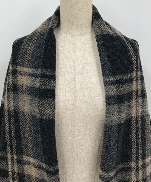 PICCIN（ピッチン）の「【日本製】〈手洗い可能〉イタリアンエアリーチェック柄ロングガウン（その他アウター・レディース・ベージュ/ブラウン/グレイッシュベージュ/グリーン/ブラック系その他・M）」の9枚目の写真