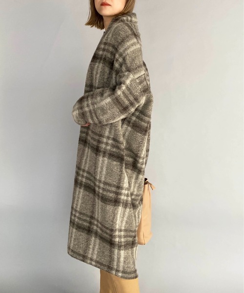 PICCIN（ピッチン）の「【日本製】〈手洗い可能〉イタリアンエアリーチェック柄ロングガウン（その他アウター・レディース・ベージュ/ブラウン/グレイッシュベージュ/グリーン/ブラック系その他・M）」の20枚目の写真