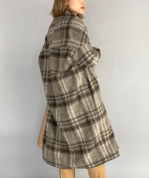 PICCIN（ピッチン）の「【日本製】〈手洗い可能〉イタリアンエアリーチェック柄ロングガウン（その他アウター・レディース・ベージュ/ブラウン/グレイッシュベージュ/グリーン/ブラック系その他・M）」の15枚目の写真