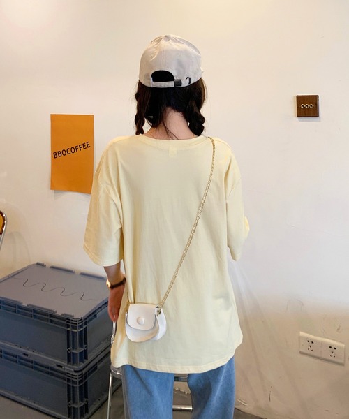 Anuenue（アヌエヌエ）の「レディース Vネックオーバーサイズ半袖Tシャツ（Tシャツ/カットソー・レディース・ホワイト/ピンク/オレンジ/ブルー/グリーン/ダークグレー/クリーム/ライトパープル/ベビーピンク・2L/3L/M/L）」の21枚目の写真