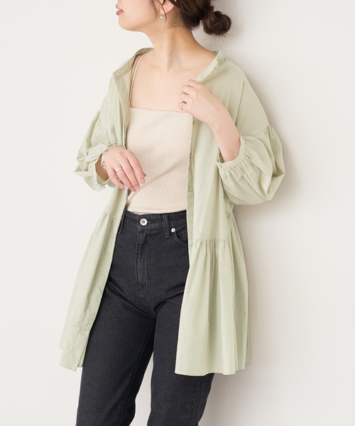 natural couture(ナチュラルクチュール)の「【WEB限定カラー有り】アシメティアードバンドカラーブラウス(シャツ/ブラウス・レディース・ブラック/オフホワイト/サックスブルー/ミント/モカ・FREE)」の5枚目の写真