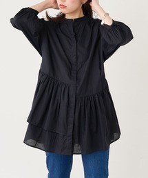 【WEB限定カラー有り】アシメティアードバンドカラーブラウス