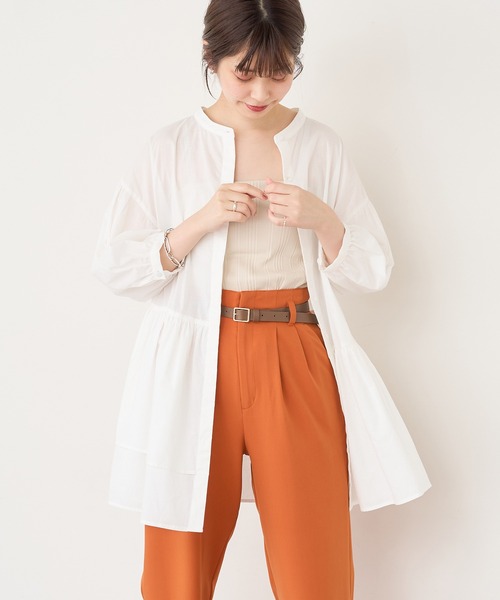 natural couture(ナチュラルクチュール)の「【WEB限定カラー有り】アシメティアードバンドカラーブラウス(シャツ/ブラウス・レディース・ブラック/オフホワイト/サックスブルー/ミント/モカ・FREE)」の6枚目の写真