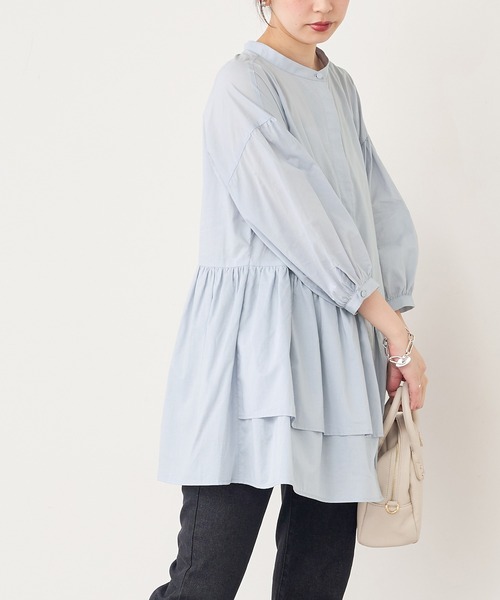 natural couture(ナチュラルクチュール)の「【WEB限定カラー有り】アシメティアードバンドカラーブラウス(シャツ/ブラウス・レディース・ブラック/オフホワイト/サックスブルー/ミント/モカ・FREE)」の10枚目の写真