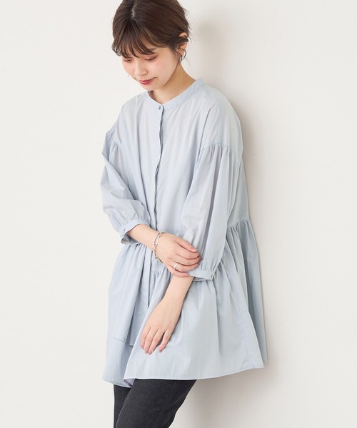 natural couture(ナチュラルクチュール)の「【WEB限定カラー有り】アシメティアードバンドカラーブラウス(シャツ/ブラウス・レディース・ブラック/オフホワイト/サックスブルー/ミント/モカ・FREE)」の16枚目の写真