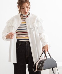 スクエアフリルヨークブラウス