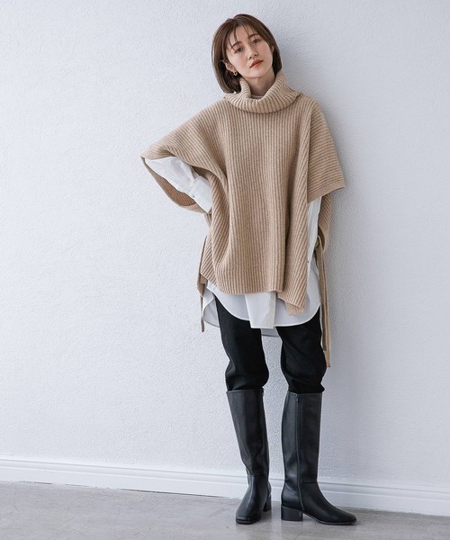 A part by（アパートバイ）の「フェイクレザーロングブーツ　228651（ブーツ・レディース・ブラック/アイボリー/ベージュ系その他・MEDIUM/LARGE）」の4枚目の写真