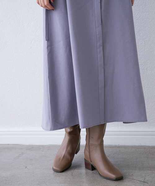 A part by（アパートバイ）の「フェイクレザーロングブーツ　228651（ブーツ・レディース・ブラック/アイボリー/ベージュ系その他・MEDIUM/LARGE）」の9枚目の写真