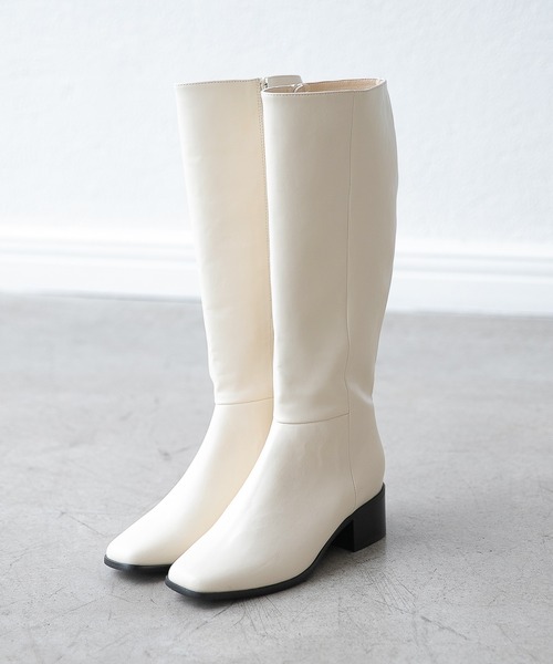 A part by（アパートバイ）の「フェイクレザーロングブーツ　228651（ブーツ・レディース・ブラック/アイボリー/ベージュ系その他・MEDIUM/LARGE）」の11枚目の写真