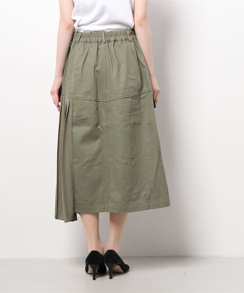 ScoLar（スカラー）の「異素材切替スカート（スカート・レディース・ブラック/カーキ・M）」の4枚目の写真