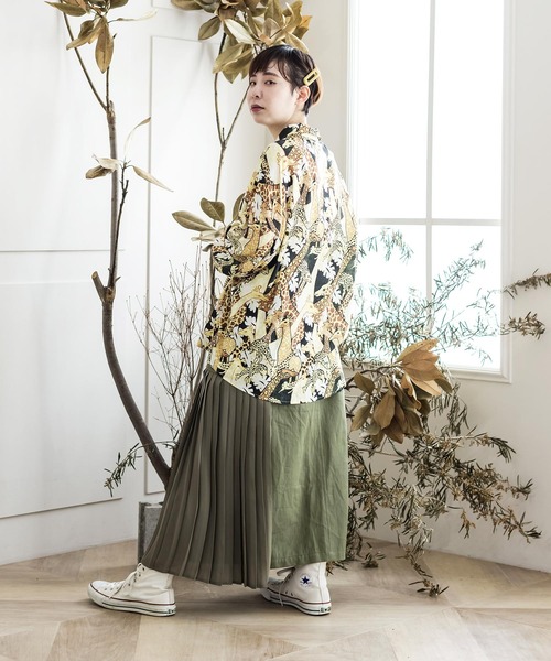 ScoLar（スカラー）の「異素材切替スカート（スカート・レディース・ブラック/カーキ・M）」の8枚目の写真