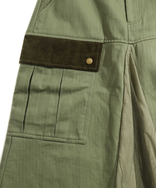 ScoLar（スカラー）の「異素材切替スカート（スカート・レディース・ブラック/カーキ・M）」の13枚目の写真