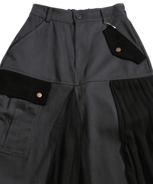 ScoLar（スカラー）の「異素材切替スカート（スカート・レディース・ブラック/カーキ・M）」の15枚目の写真