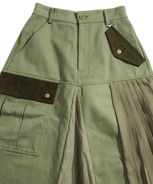 ScoLar（スカラー）の「異素材切替スカート（スカート・レディース・ブラック/カーキ・M）」の16枚目の写真