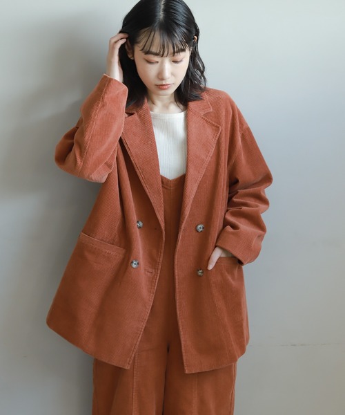 LAKOLE（ラコレ）の「コーデュロイダブルジャケット / 218786（テーラードジャケット・レディース・チョコ/カーキオリーブ/ダークオレンジ・SMALL/MEDIUM）」の3枚目の写真