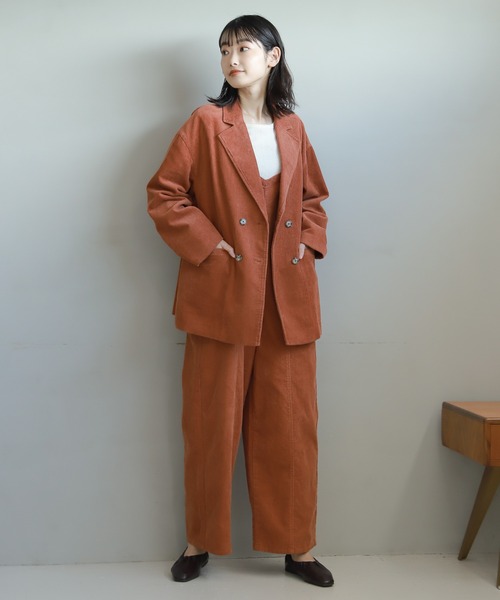 LAKOLE（ラコレ）の「コーデュロイダブルジャケット / 218786（テーラードジャケット・レディース・チョコ/カーキオリーブ/ダークオレンジ・SMALL/MEDIUM）」の5枚目の写真