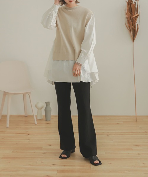 SENSE OF PLACE by URBAN RESEARCH（センスオブプレイスバイアーバンリサーチ）の「ストレッチセンタープレスセミフレアパンツ（その他パンツ・レディース・オレンジ/ブラック/ライトベージュ・SMALL/TALL/MEDIUM/X-SMALL）」の2枚目の写真