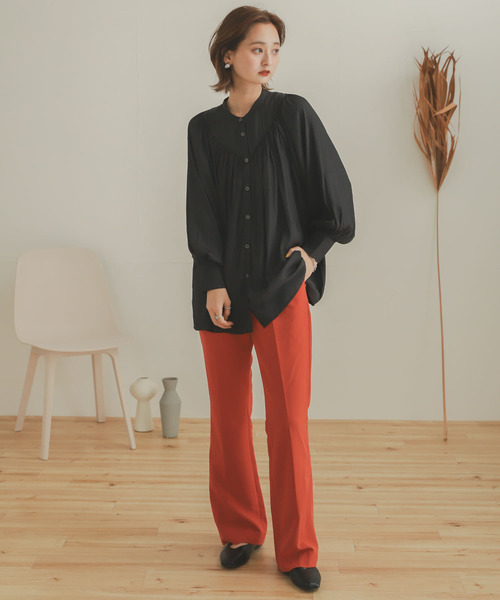 SENSE OF PLACE by URBAN RESEARCH（センスオブプレイスバイアーバンリサーチ）の「ストレッチセンタープレスセミフレアパンツ（その他パンツ・レディース・オレンジ/ブラック/ライトベージュ・SMALL/TALL/MEDIUM/X-SMALL）」の22枚目の写真