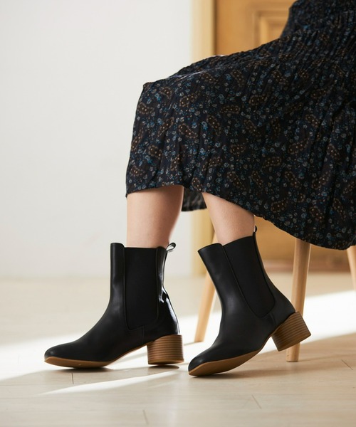 セール シンプルサイドゴア丸ヒールショートブーツ ブーツ Fabby Fabby ファビィーファビィー のファッション通販 Zozotown