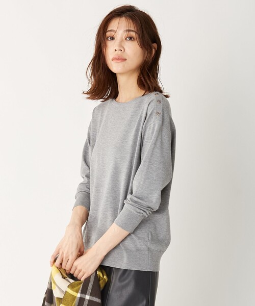 J.PRESS Ladies(J.プレス レディス)の「【洗える】PRINCE ボートネック ニット(ニット/セーター・レディース・ダルブルー系/ベージュ系/ワイン系/ライトグレー系/ピンク系・SMALL)」の1枚目の写真