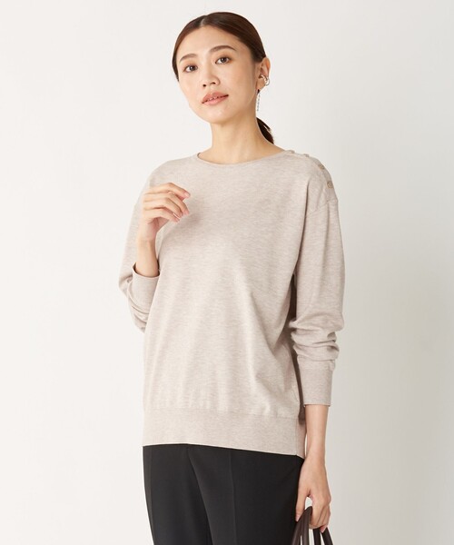 J.PRESS Ladies(J.プレス レディス)の「【洗える】PRINCE ボートネック ニット(ニット/セーター・レディース・ダルブルー系/ベージュ系/ワイン系/ライトグレー系/ピンク系・SMALL)」の2枚目の写真