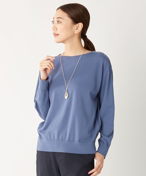J.PRESS Ladies(J.プレス レディス)の「【洗える】PRINCE ボートネック ニット(ニット/セーター・レディース・ダルブルー系/ベージュ系/ワイン系/ライトグレー系/ピンク系・SMALL)」の3枚目の写真