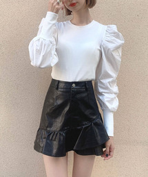 Crea titty&Co. PETIT | 【Crea titty&Co.PETIT】フェイクレザーヘムフリルスカパン(スカート)