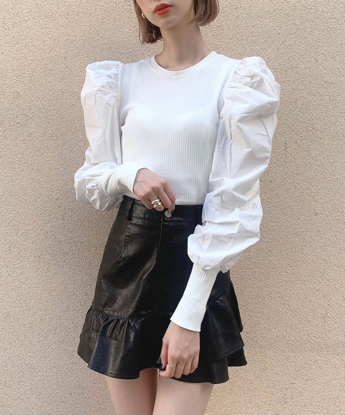 Crea titty&Co. PETIT（クレアティティーアンドコープチ）の「【Crea titty&Co.PETIT】フェイクレザーヘムフリルスカパン（スカート・レディース・ブラック/ホワイト・SMALL/MEDIUM/LARGE）」の11枚目の写真