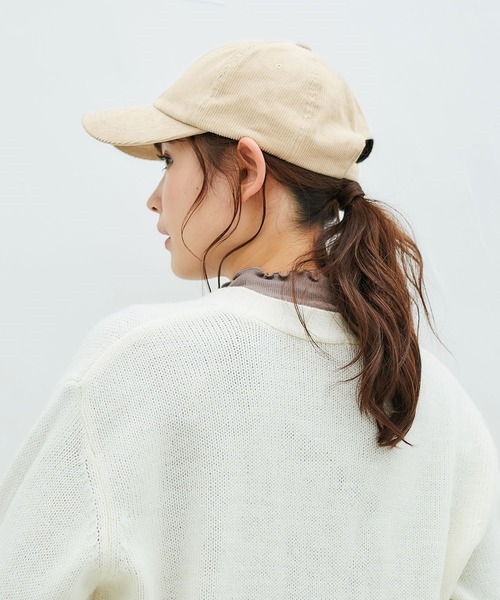 Honeys（ハニーズ）の「コーデュロイキャップ（キャップ・レディース・ブラウン/アイボリー/ピンク/グレー/ブラック/ベージュ系その他/イエロー/ベージュ/ブラック系その他・FREE）」の7枚目の写真