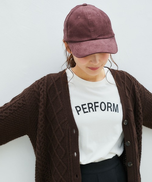 Honeys（ハニーズ）の「コーデュロイキャップ（キャップ・レディース・ブラウン/アイボリー/ピンク/グレー/ブラック/ベージュ系その他/イエロー/ベージュ/ブラック系その他・FREE）」の5枚目の写真