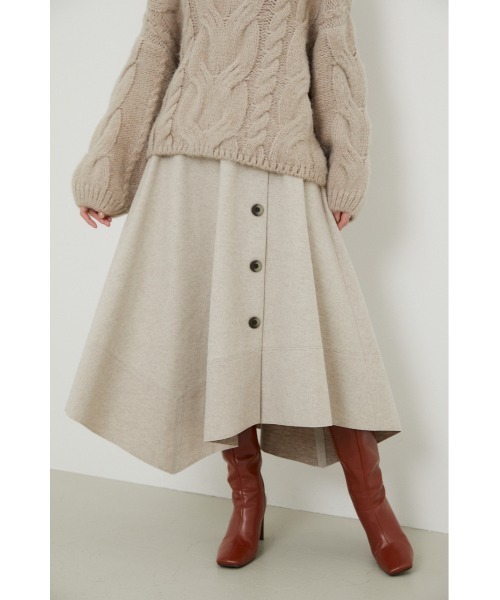 rienda（リエンダ）の「ニットフェイクウールフレアスカート（スカート・レディース・ライトブラウン/ダークブルー/ライトベージュ・SMALL/MEDIUM）」の3枚目の写真