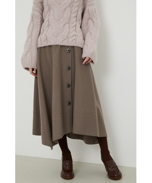 rienda（リエンダ）の「ニットフェイクウールフレアスカート（スカート・レディース・ライトブラウン/ダークブルー/ライトベージュ・SMALL/MEDIUM）」の2枚目の写真