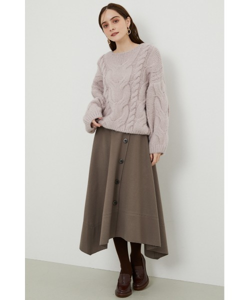 rienda（リエンダ）の「ニットフェイクウールフレアスカート（スカート・レディース・ライトブラウン/ダークブルー/ライトベージュ・SMALL/MEDIUM）」の9枚目の写真