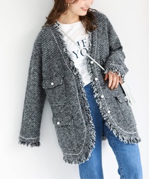 SLOBE IENA ツイードノーカラージャケット SLOBE IENA（スローブイエナ）の「ツイードノーカラージャケット