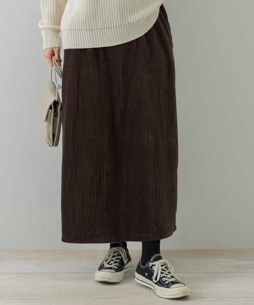 URBAN RESEARCH Sonny Label（アーバンリサーチサニーレーベル）の「『UR TECH』カットコーデュロイスカート（スカート・レディース・ブラック/ブラウン系その他/アイボリー・36/38）」の4枚目の写真