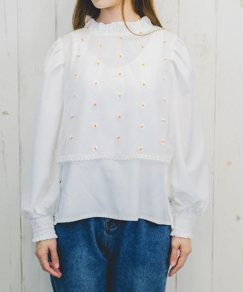 Hamble by Par Avion（ハンブルバイパラビオン）の「重ね着風ブラウス（シャツ/ブラウス・レディース・アイボリー/ブラック・ONESIZE）」の5枚目の写真