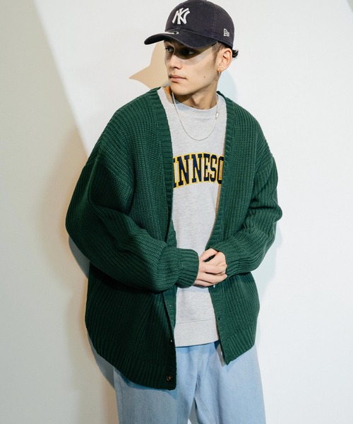 Ressaca（レサーカ）の「畦編み オーバーサイズ ボリュームニットルーズカーディガン（カーディガン/ボレロ・メンズ・ブラック/ブラウン/パープル/グリーン/オフホワイト・M/L）」の4枚目の写真