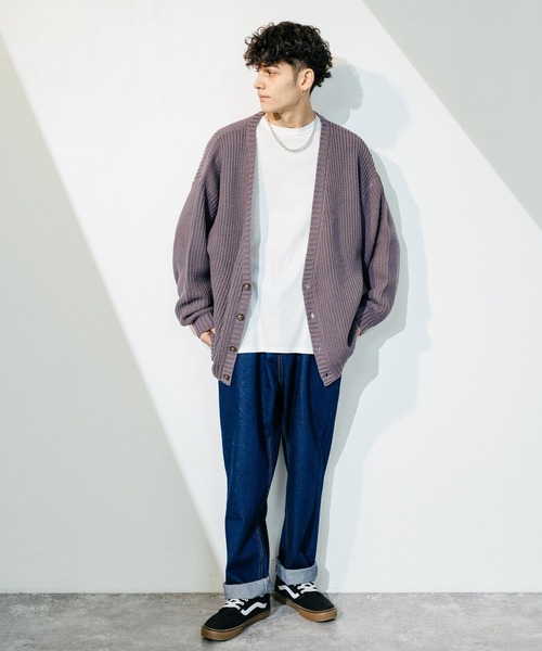 Ressaca（レサーカ）の「畦編み オーバーサイズ ボリュームニットルーズカーディガン（カーディガン/ボレロ・メンズ・ブラック/ブラウン/パープル/グリーン/オフホワイト・M/L）」の22枚目の写真