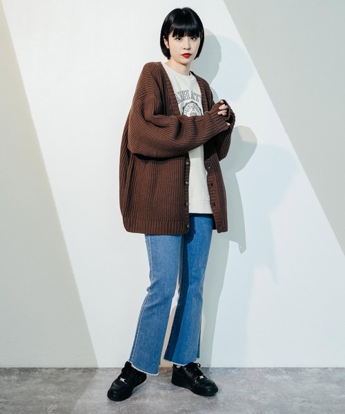 Ressaca（レサーカ）の「畦編み オーバーサイズ ボリュームニットルーズカーディガン（カーディガン/ボレロ・メンズ・ブラック/ブラウン/パープル/グリーン/オフホワイト・M/L）」の13枚目の写真