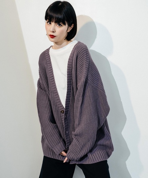 Ressaca（レサーカ）の「畦編み オーバーサイズ ボリュームニットルーズカーディガン（カーディガン/ボレロ・メンズ・ブラック/ブラウン/パープル/グリーン/オフホワイト・M/L）」の10枚目の写真