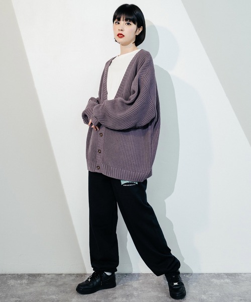 Ressaca（レサーカ）の「畦編み オーバーサイズ ボリュームニットルーズカーディガン（カーディガン/ボレロ・メンズ・ブラック/ブラウン/パープル/グリーン/オフホワイト・M/L）」の9枚目の写真