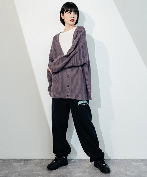 Ressaca（レサーカ）の「畦編み オーバーサイズ ボリュームニットルーズカーディガン（カーディガン/ボレロ・メンズ・ブラック/ブラウン/パープル/グリーン/オフホワイト・M/L）」の7枚目の写真