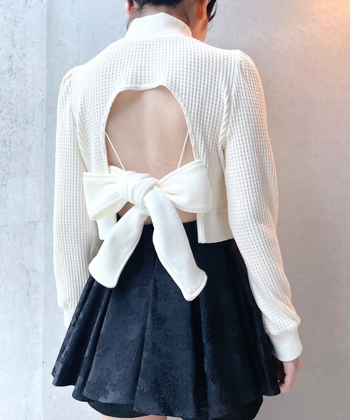 lilLilly（リルリリー）の「ワッフルリブアンサンブル（アンサンブル・レディース・ホワイト/ブラック/ブルー/ピンク・FREE）」の5枚目の写真