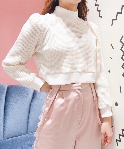 lilLilly（リルリリー）の「ワッフルリブアンサンブル（アンサンブル・レディース・ホワイト/ブラック/ブルー/ピンク・FREE）」の6枚目の写真