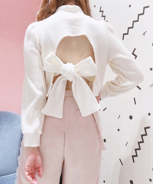 lilLilly（リルリリー）の「ワッフルリブアンサンブル（アンサンブル・レディース・ホワイト/ブラック/ブルー/ピンク・FREE）」の7枚目の写真